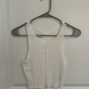 American Eagle Outfitters Women's White Ribbed Tank Top
